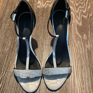 Calvin Klein black and white strappy heels sz 9